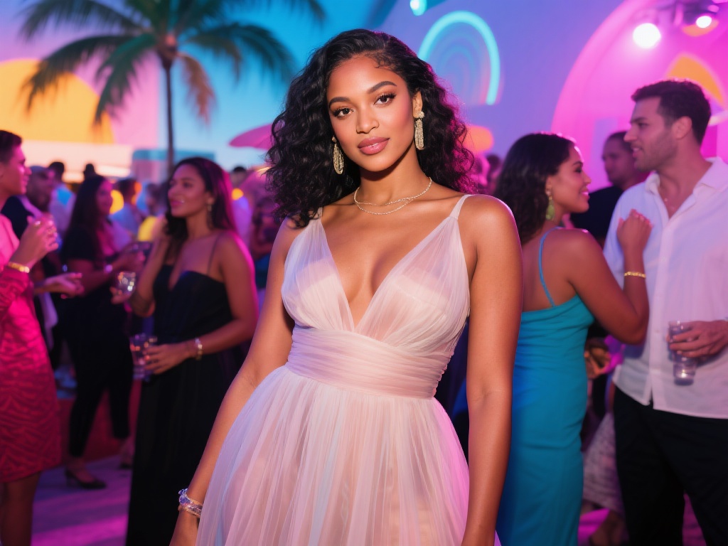在迈阿密派对的照片中，阿耶莎所穿的裙子也